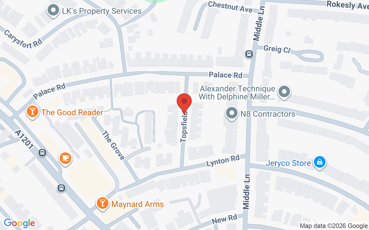 Map showing the location of MP4 Hair – Crouch End
