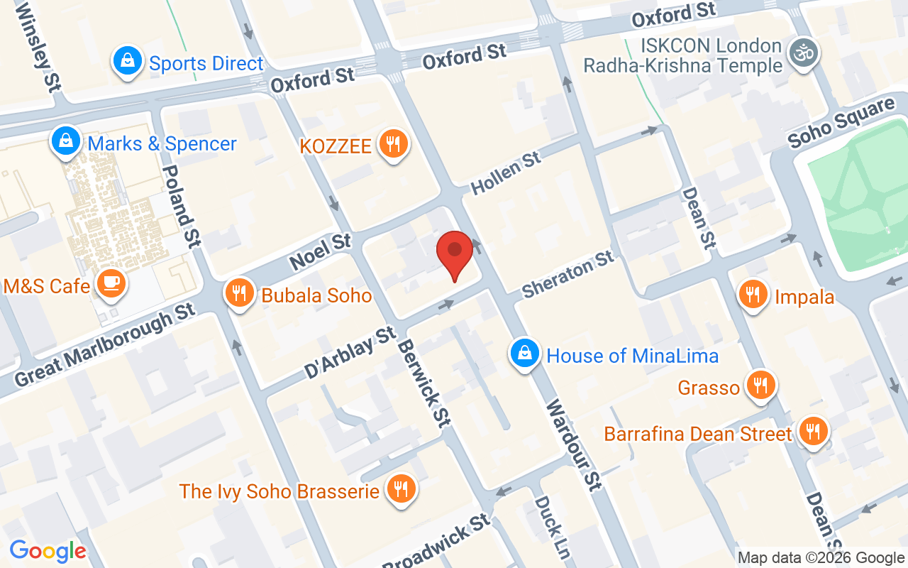 Map showing the location of Oliver Stephens – London
