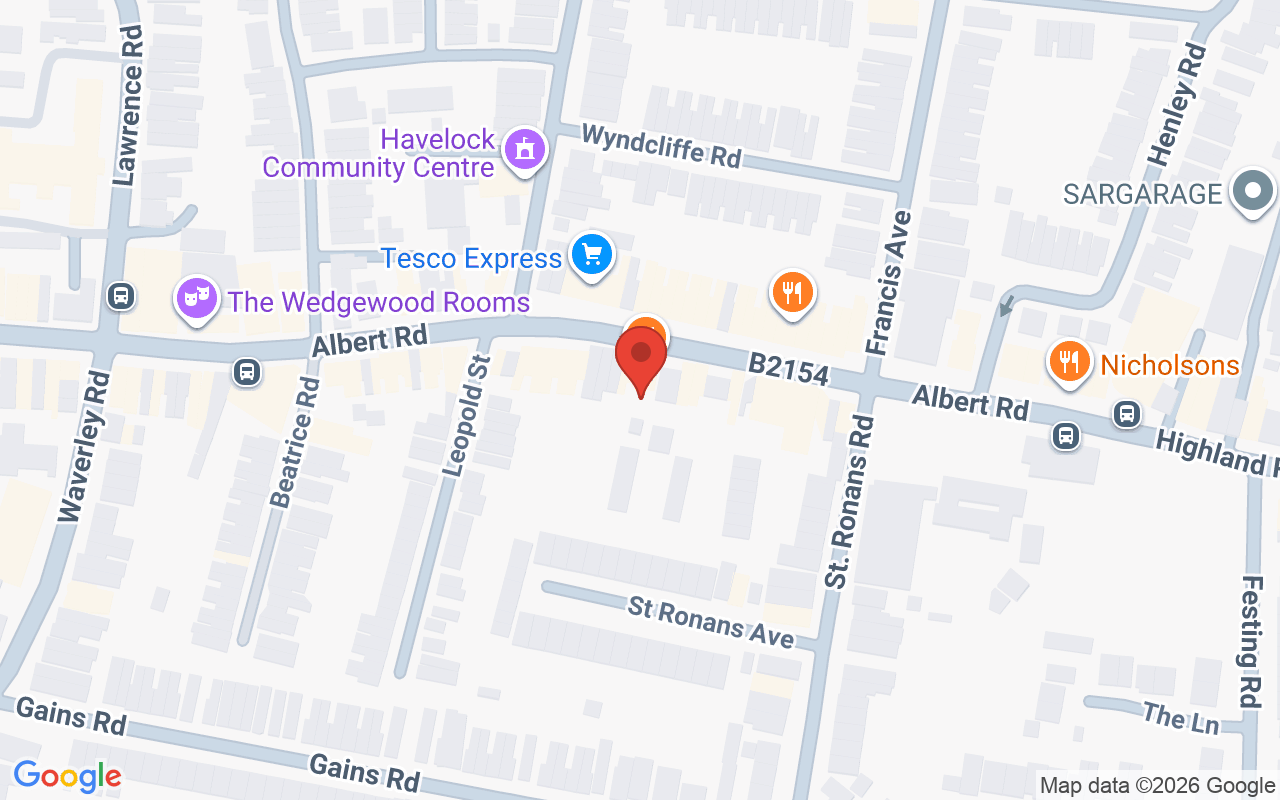 Map showing the location of ooh la lah salon portsmouth