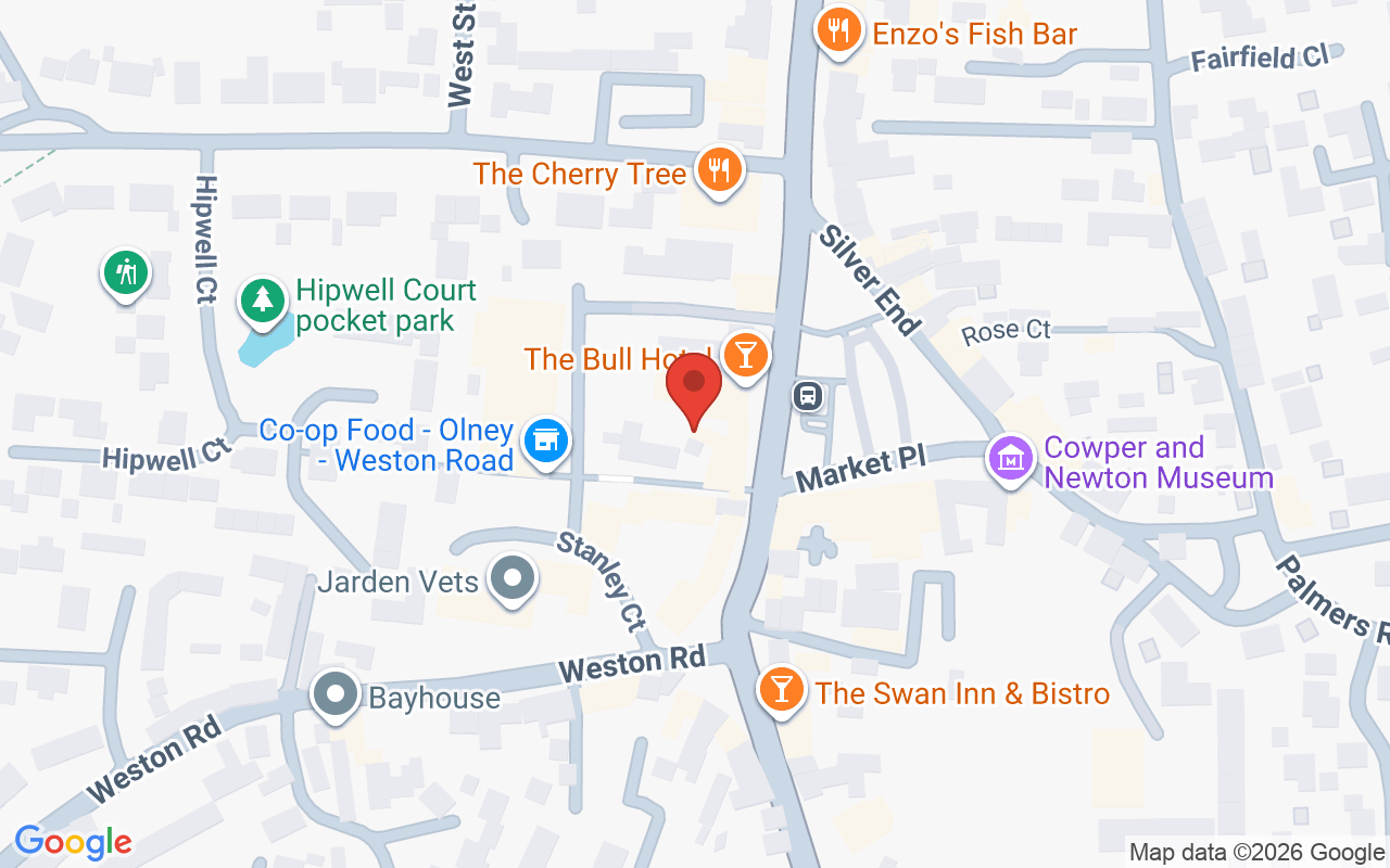 Map showing the location of Olney House of Beauty