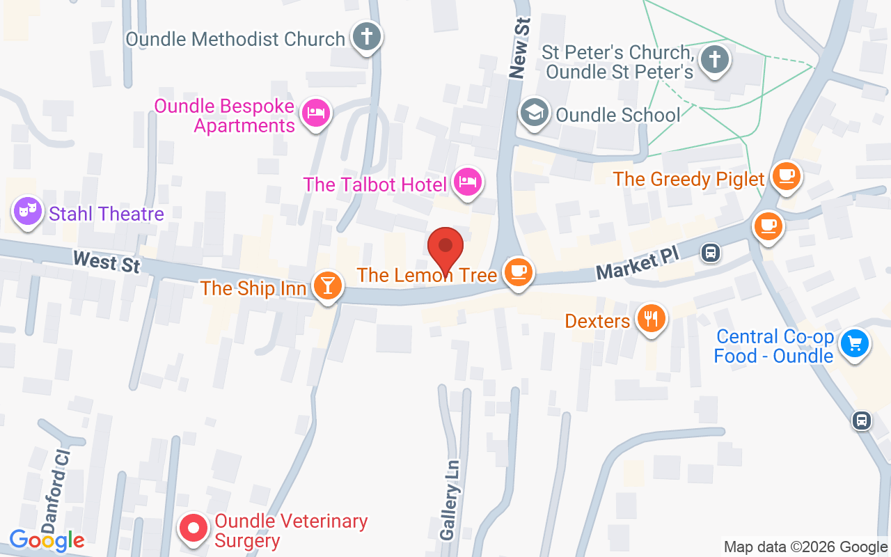 Map showing the location of Oundle House of Beauty