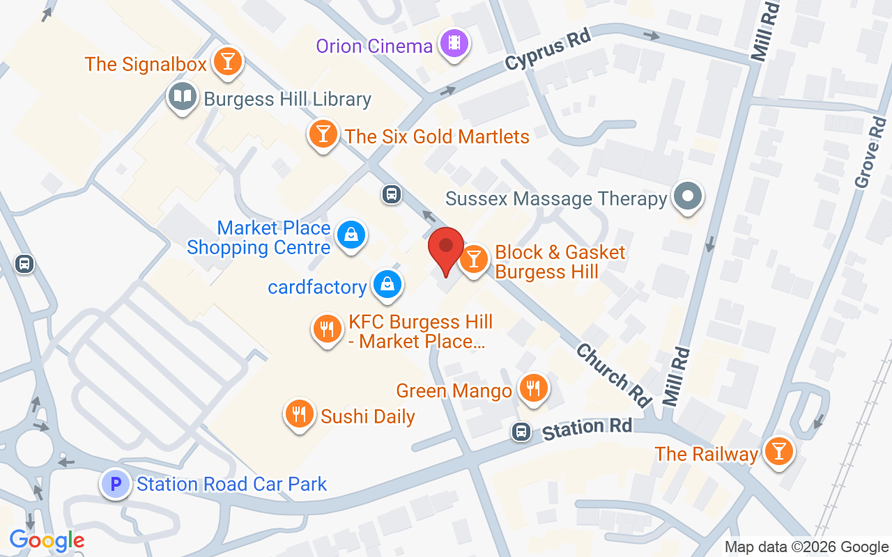 Map showing the location of Peewees Burgess Hill