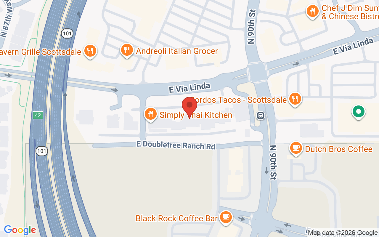 Map showing the location of Primo Studio Hair Design in Scottsdale AZ