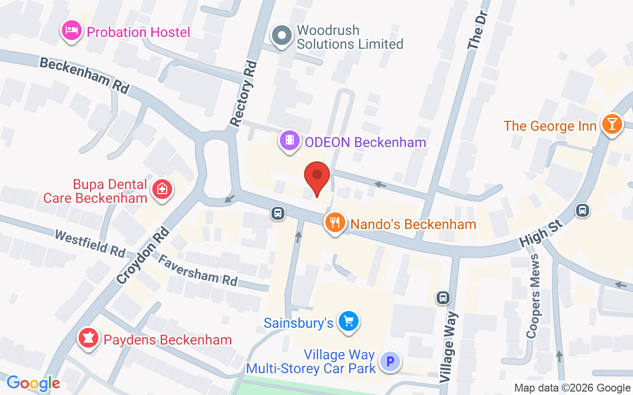 Map showing the location of Raw Hair Salons – Beckenham