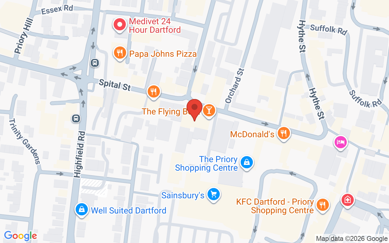 Map showing the location of Raw Hair Salons – Dartford