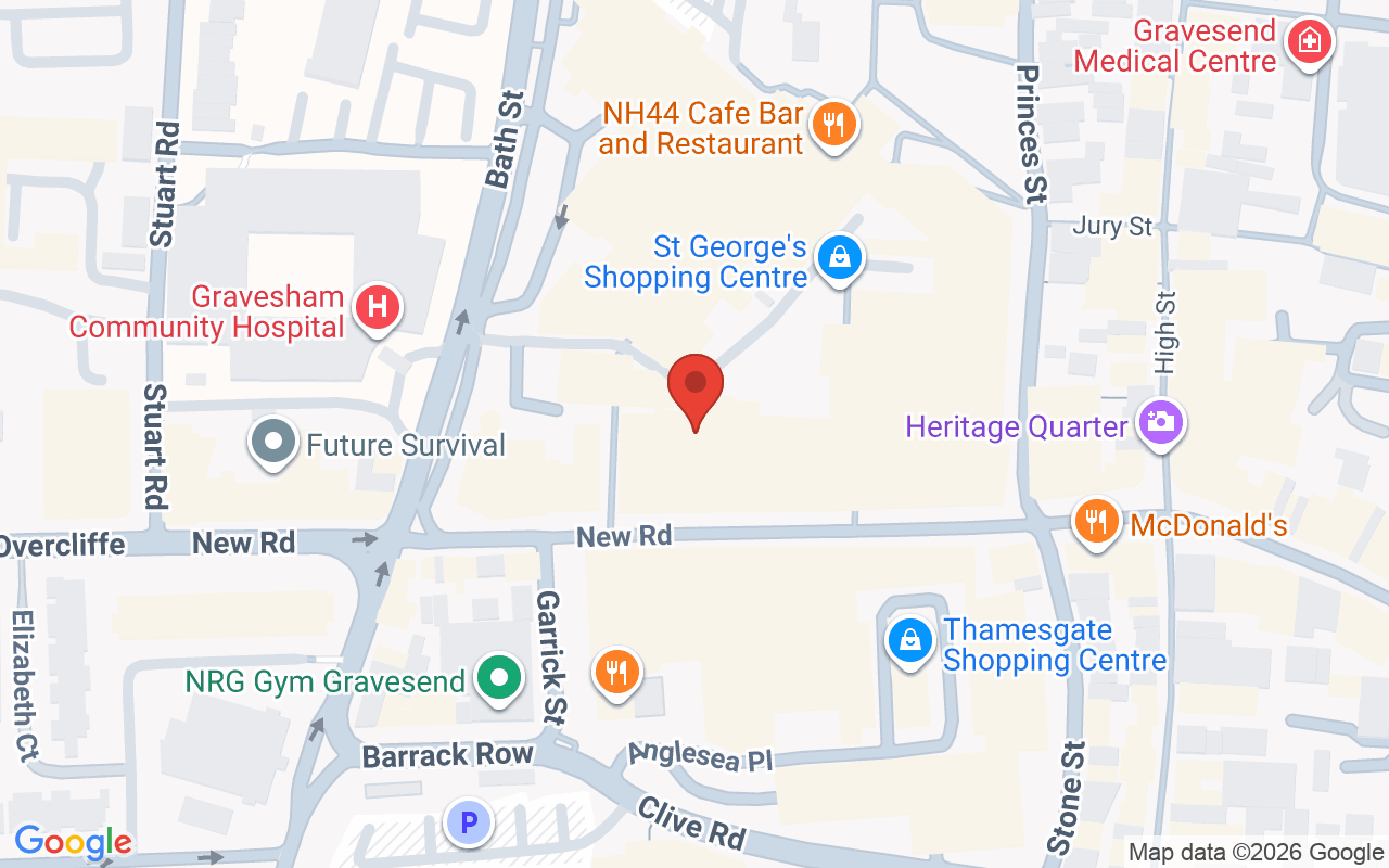 Map showing the location of Raw Hair Salons – Gravesend
