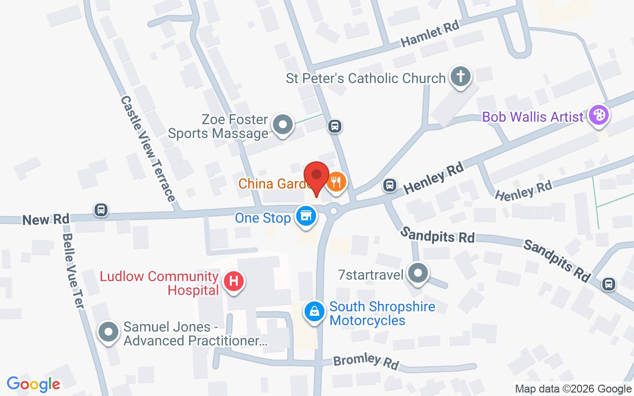 Map showing the location of Red Hair Studio – Ludlow