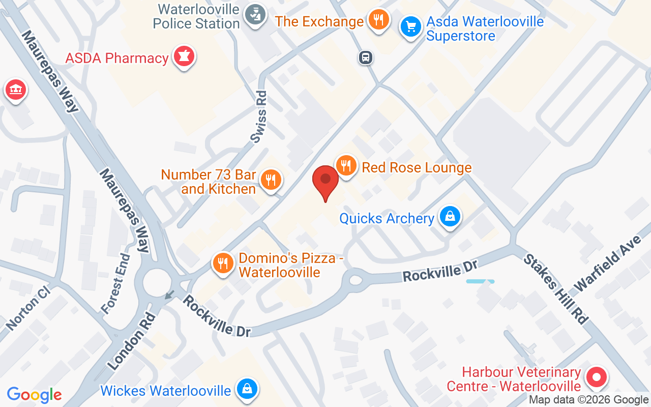 Map showing the location of Review – Waterlooville