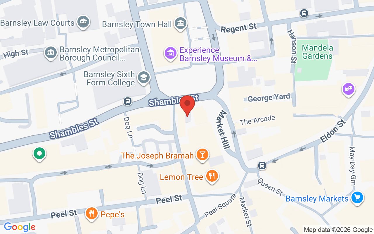 Map showing the location of Russell Eaton – Barnsley