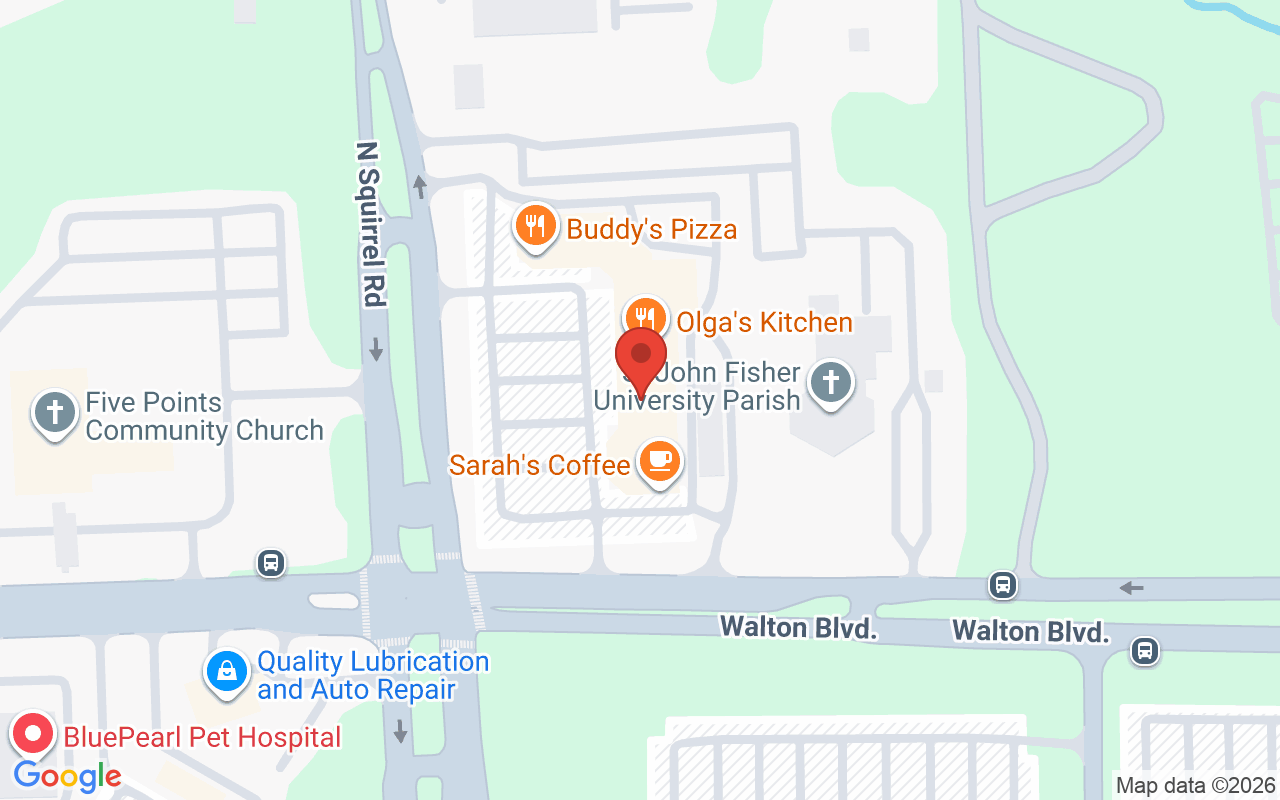 Map showing the location of Salon 35 NE corner of Squirrel and Walton