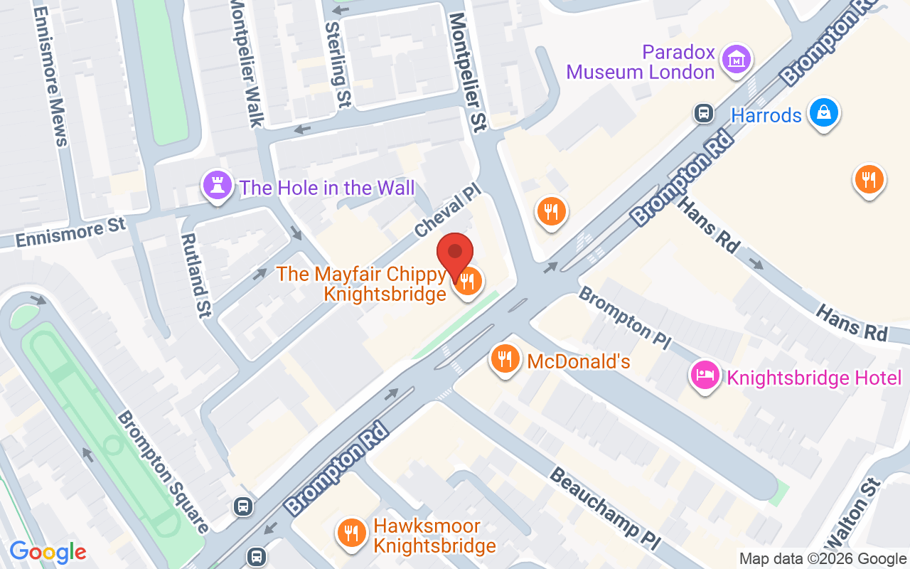 Map showing the location of Sanrizz Knightsbridge