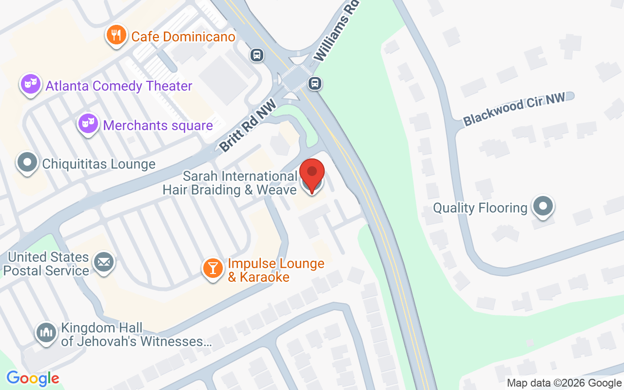 Map showing the location of Sarah International Hair Braiding & Weave Salon