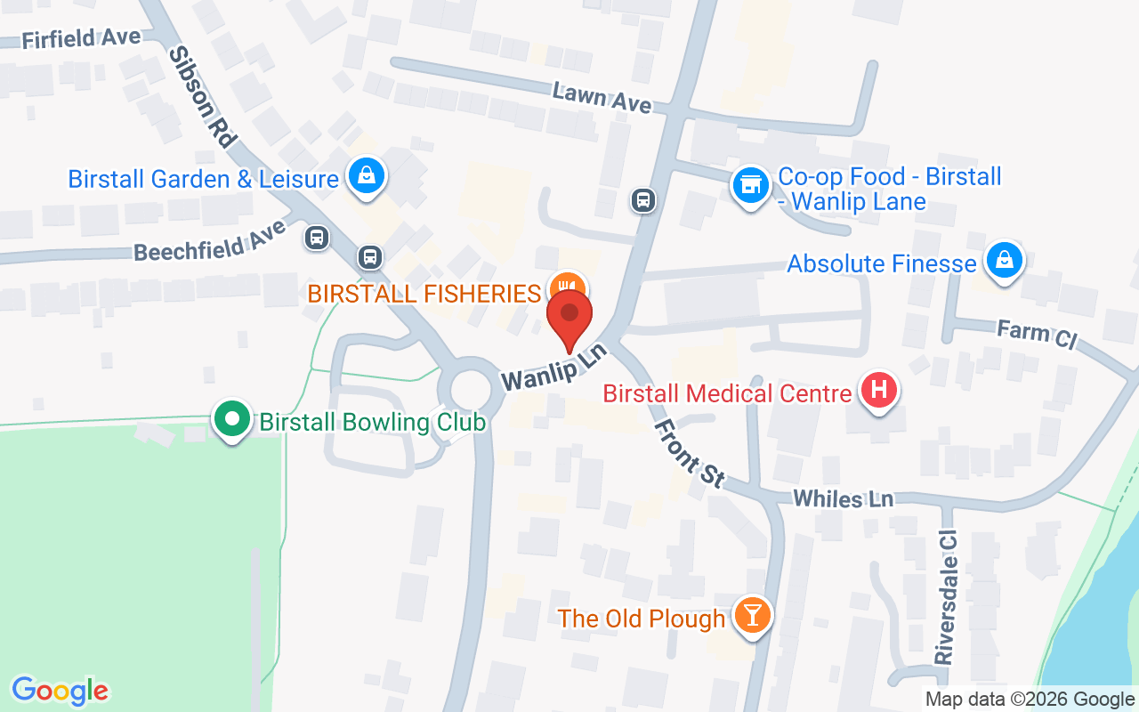 Map showing the location of Shapes Hairdressing. Birstall