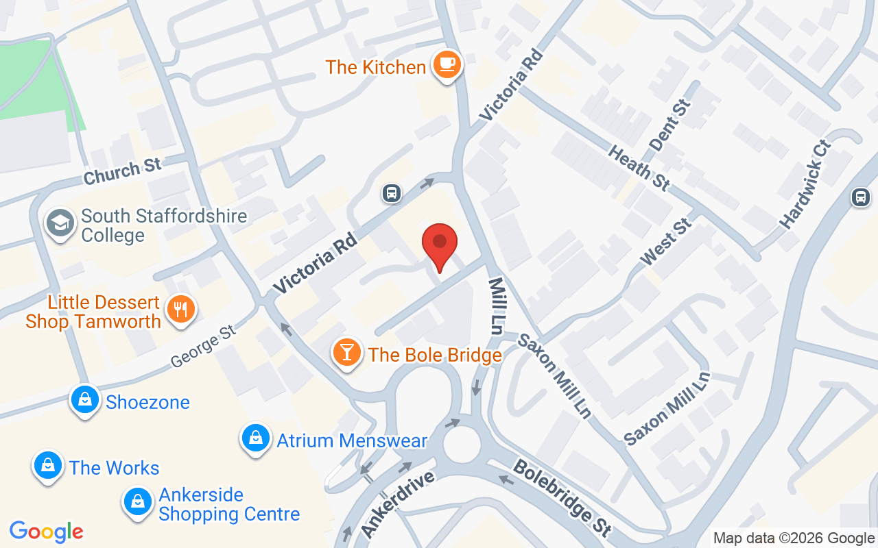 Map showing the location of Simon John Hair Salon, Tamworth