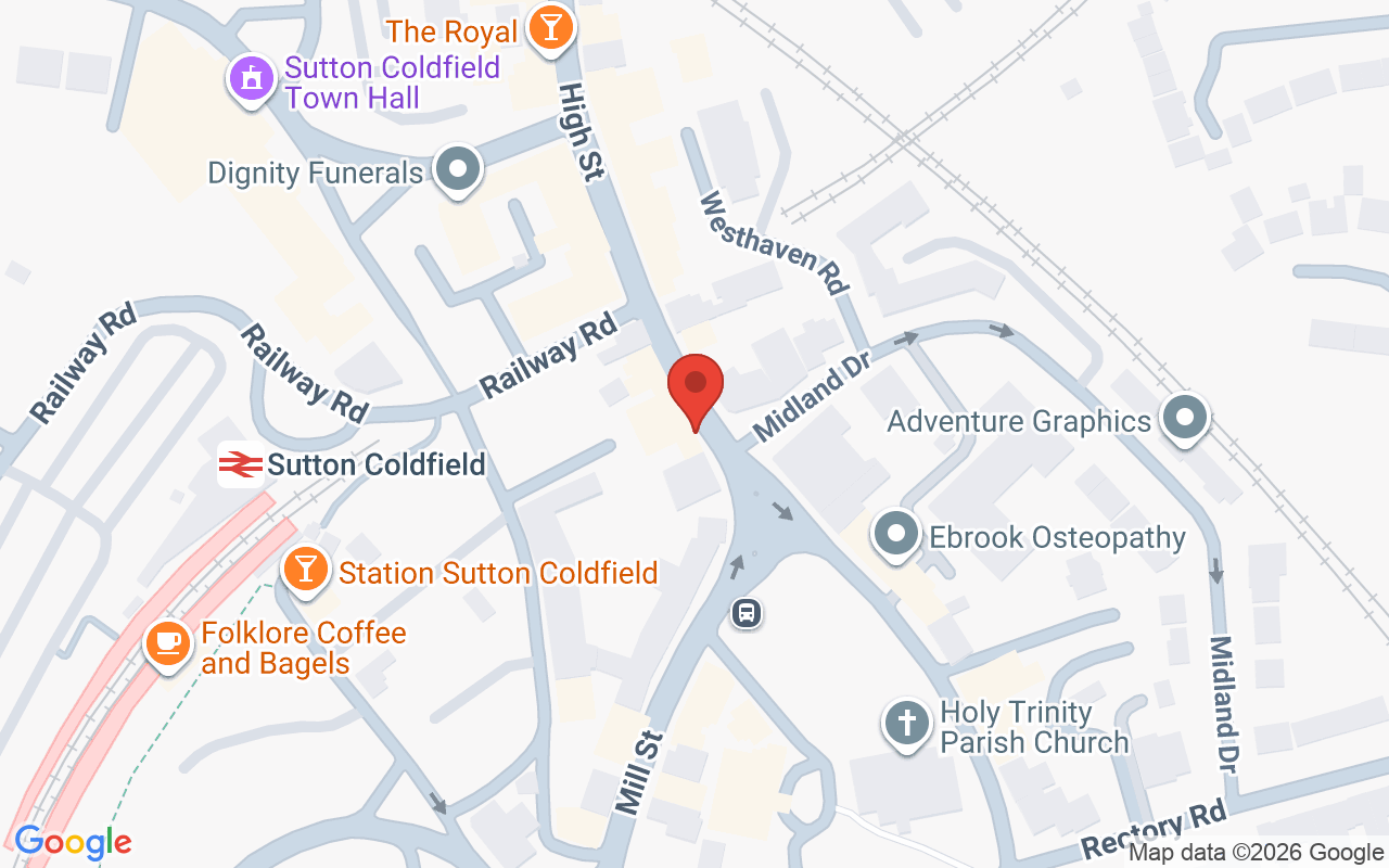 Map showing the location of Sixth Sense, Sutton Coldfield