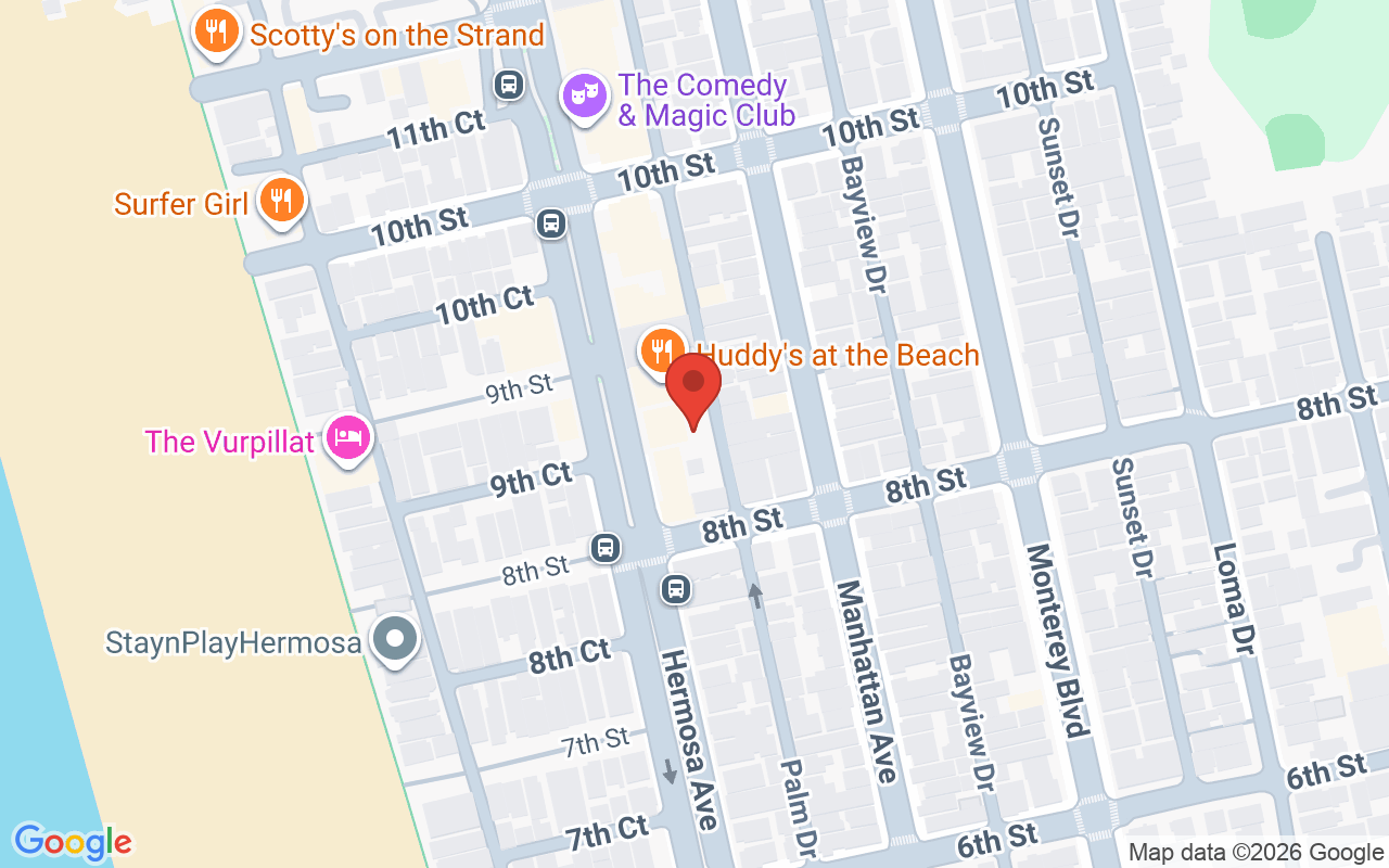 Map showing the location of South Bay Wax & Lash Spa