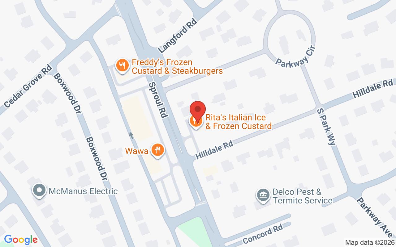 Map showing the location of Split Endz, Broomall