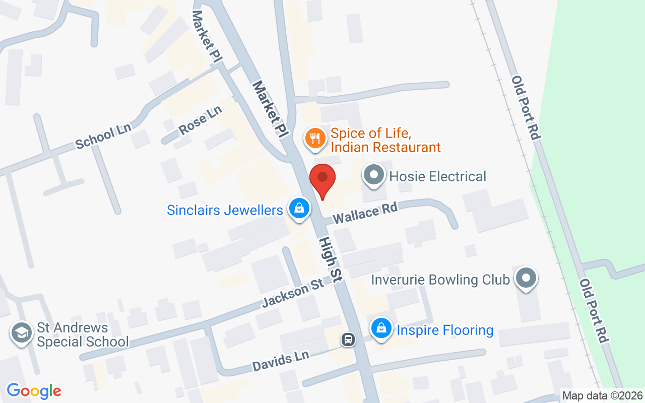 Map showing the location of Spoil Me Hair Salon, Inverurie