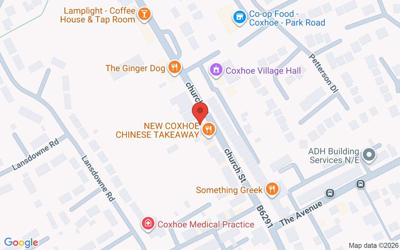 Map showing the location of Steven Scarr, Durham