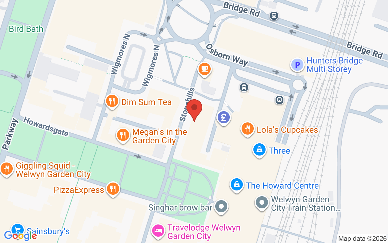 Map showing the location of Stonehills – WELWYN GARDEN CITY