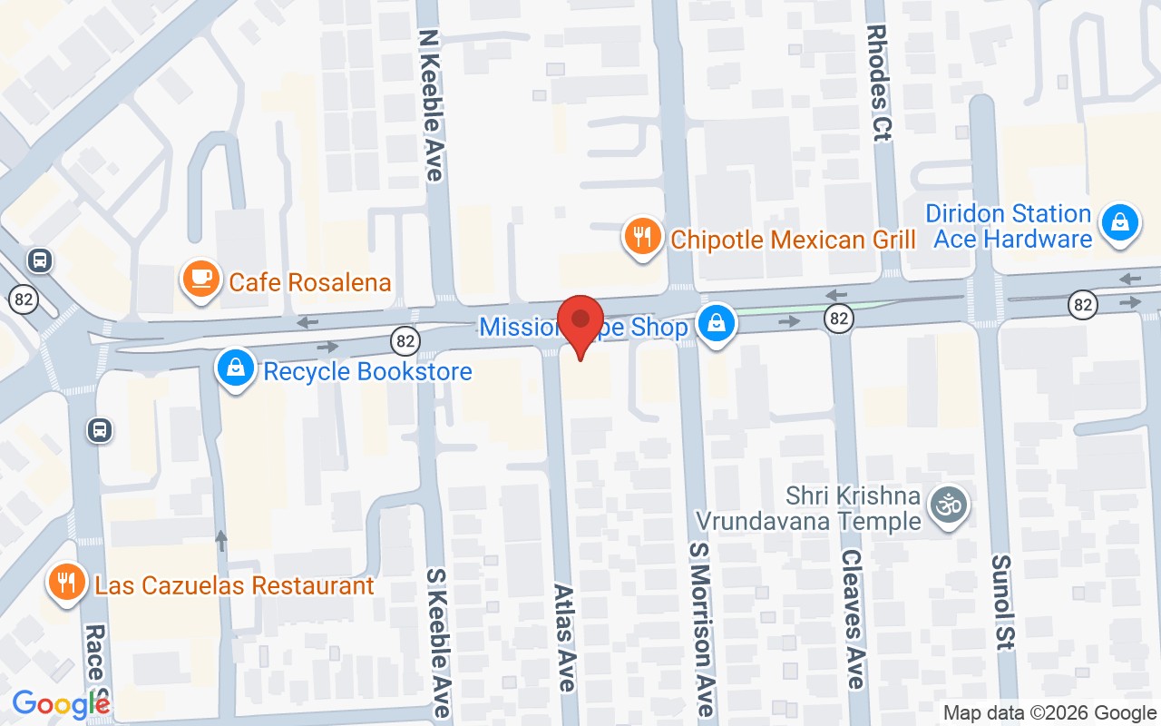 Map showing the location of Strictly Styles Salon San Jose California