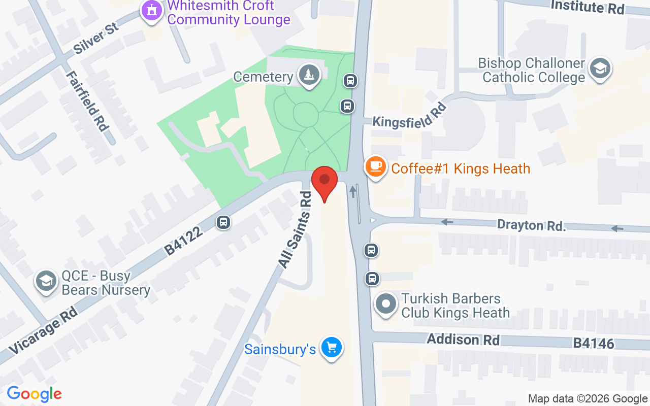 Map showing the location of Tandis Har & Beauty Birmingham