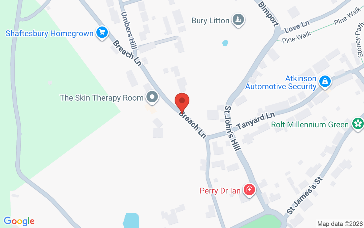 Map showing the location of The Beauty Room Shaftesbury