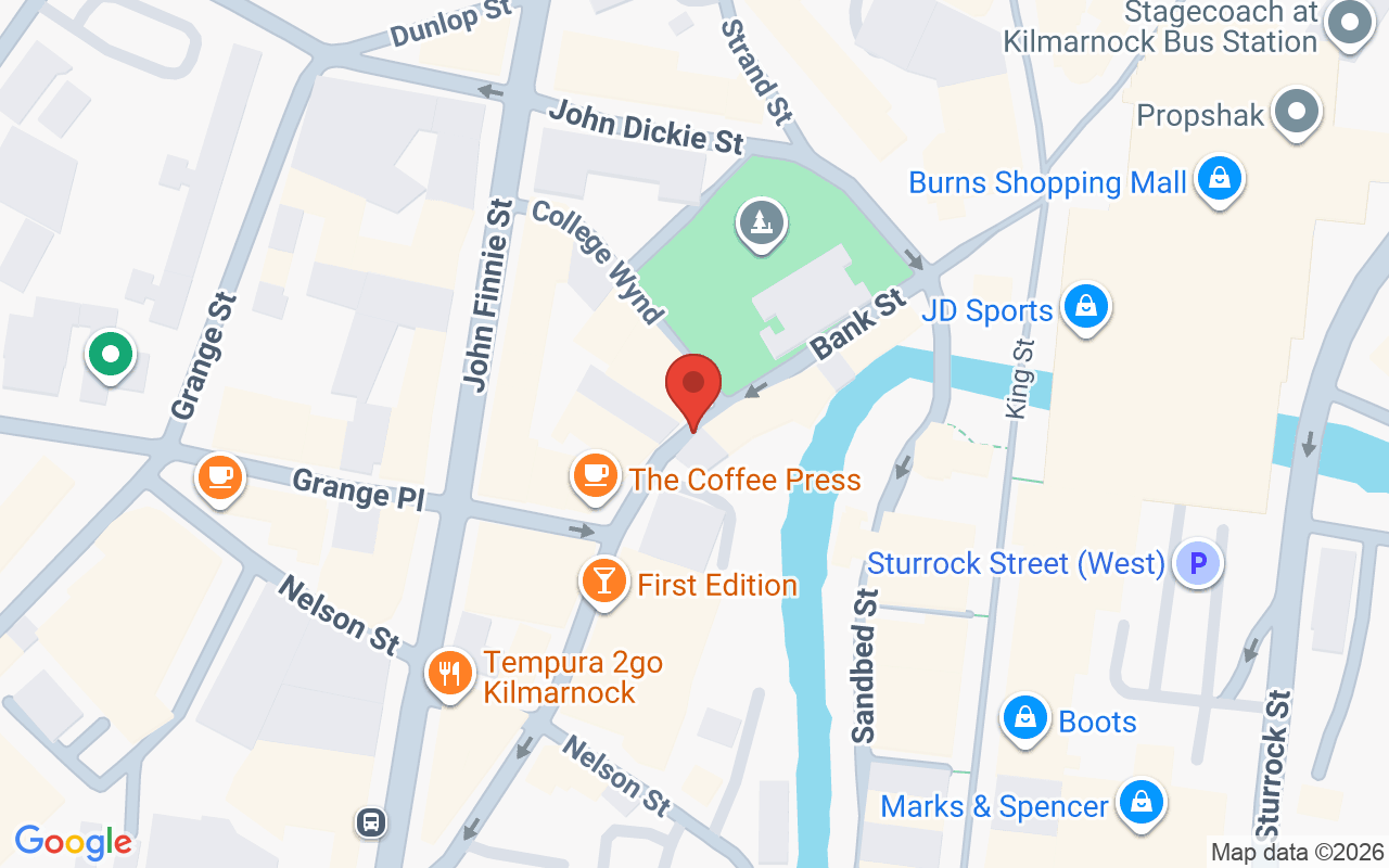 Map showing the location of THE HAIR STUDIO