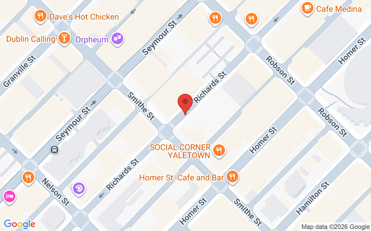 Map showing the location of Lounge Hair Studio Vancouver, BC