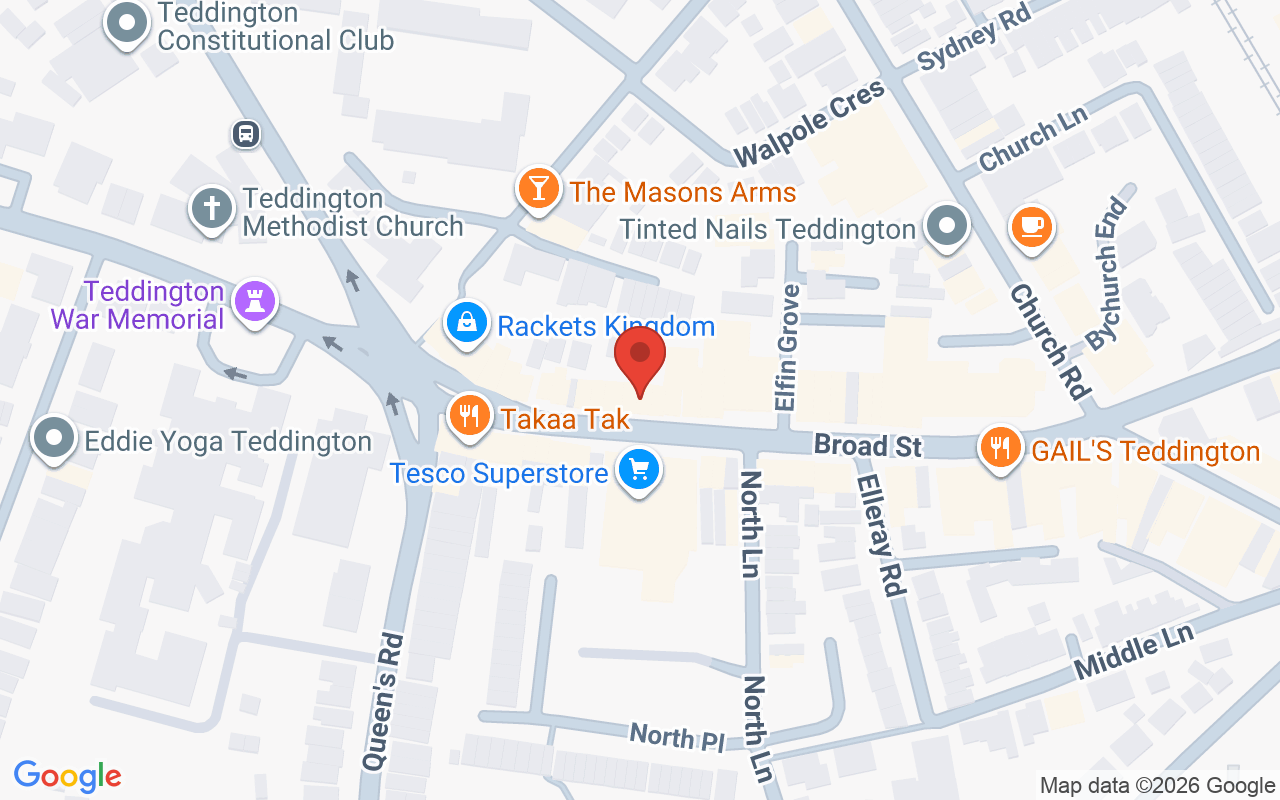 Map showing the location of The Place Hairdressers – Teddington
