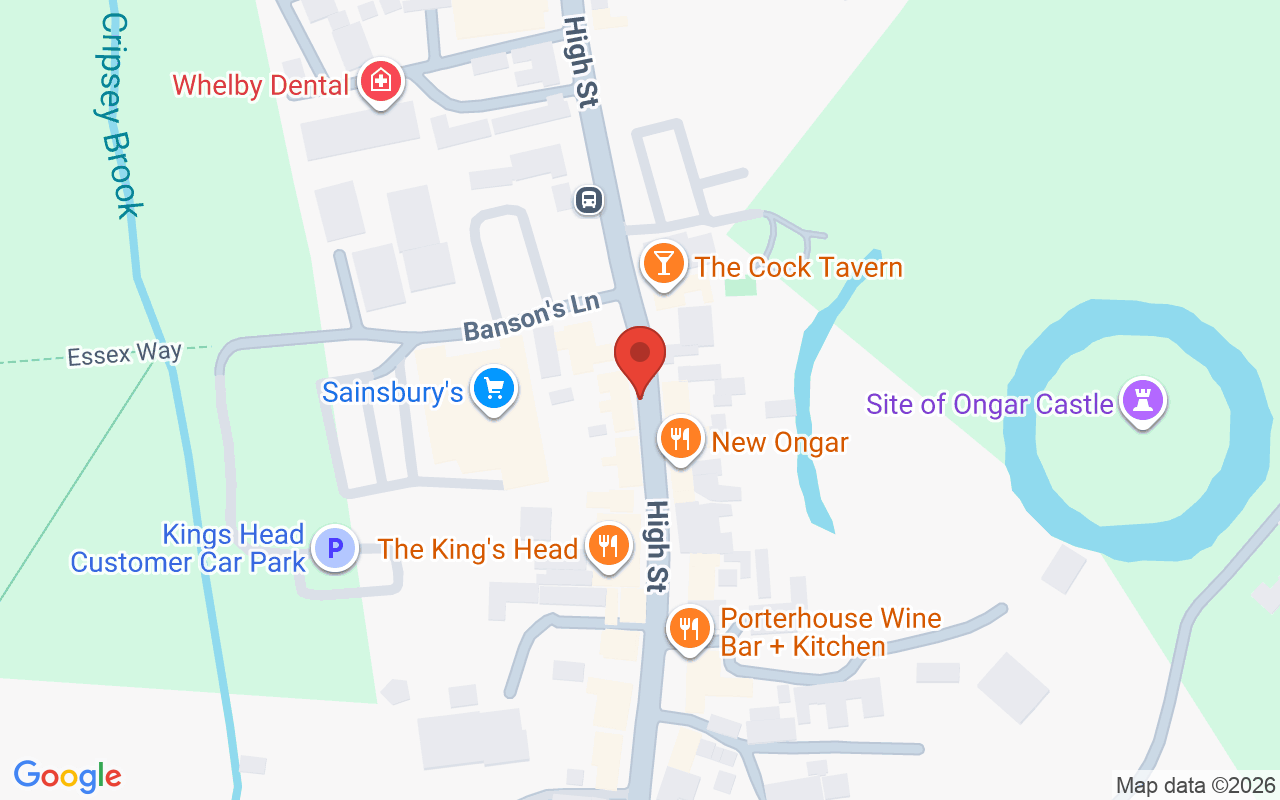 Map showing the location of The Salon – Ongar
