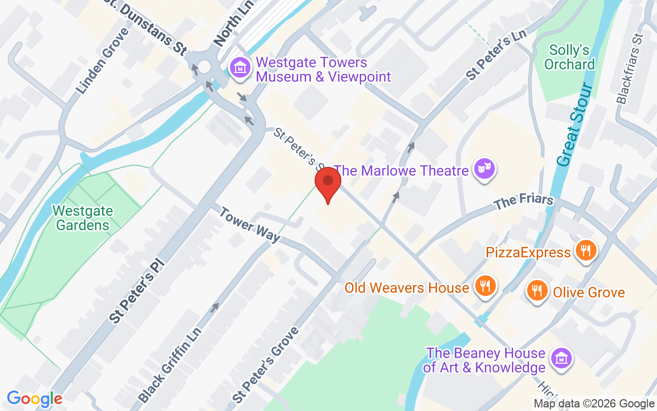 Map showing the location of The Stylers Canterbury