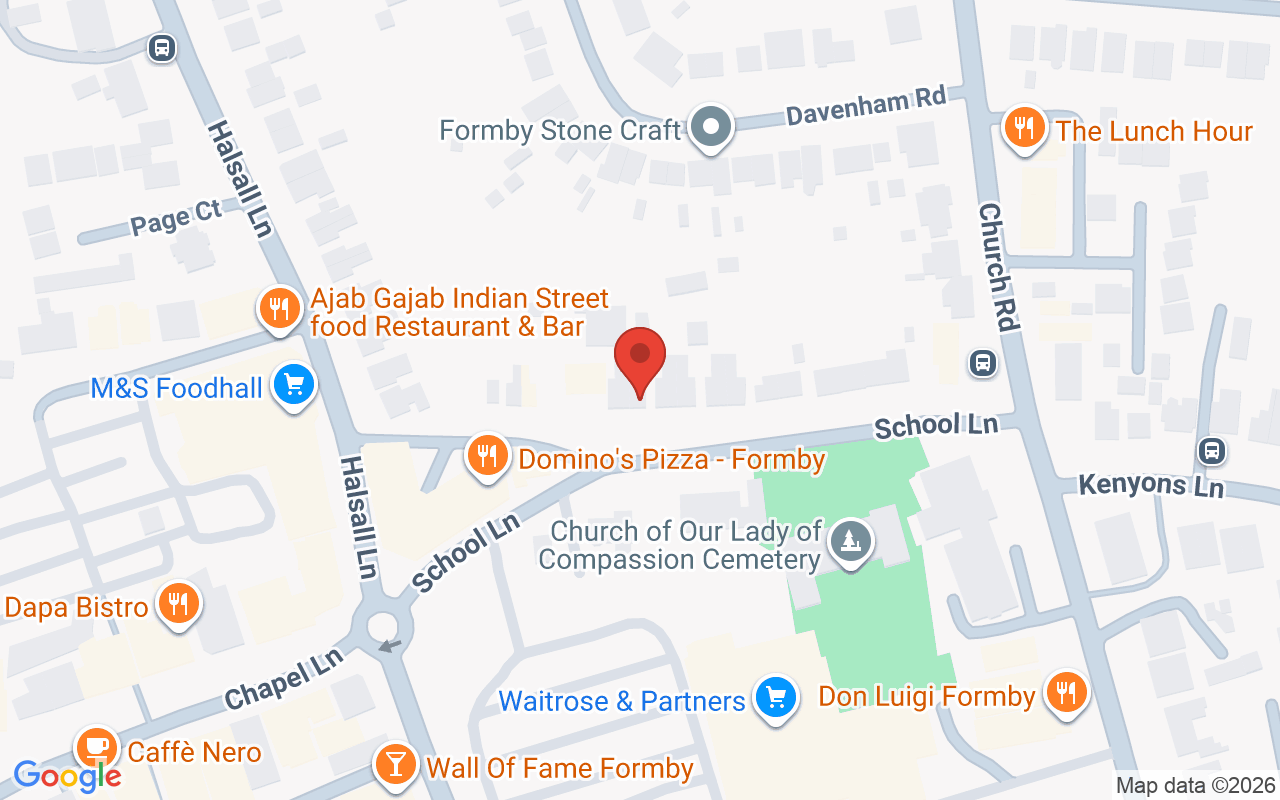 Map showing the location of Tranquil Spa Formby