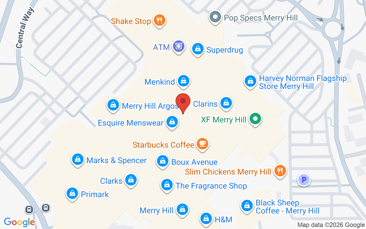 Map showing the location of Tranquil Spa Merry Hill