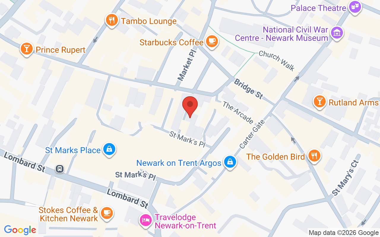 Map showing the location of Trendee Hair and Beauty Salon – Newark