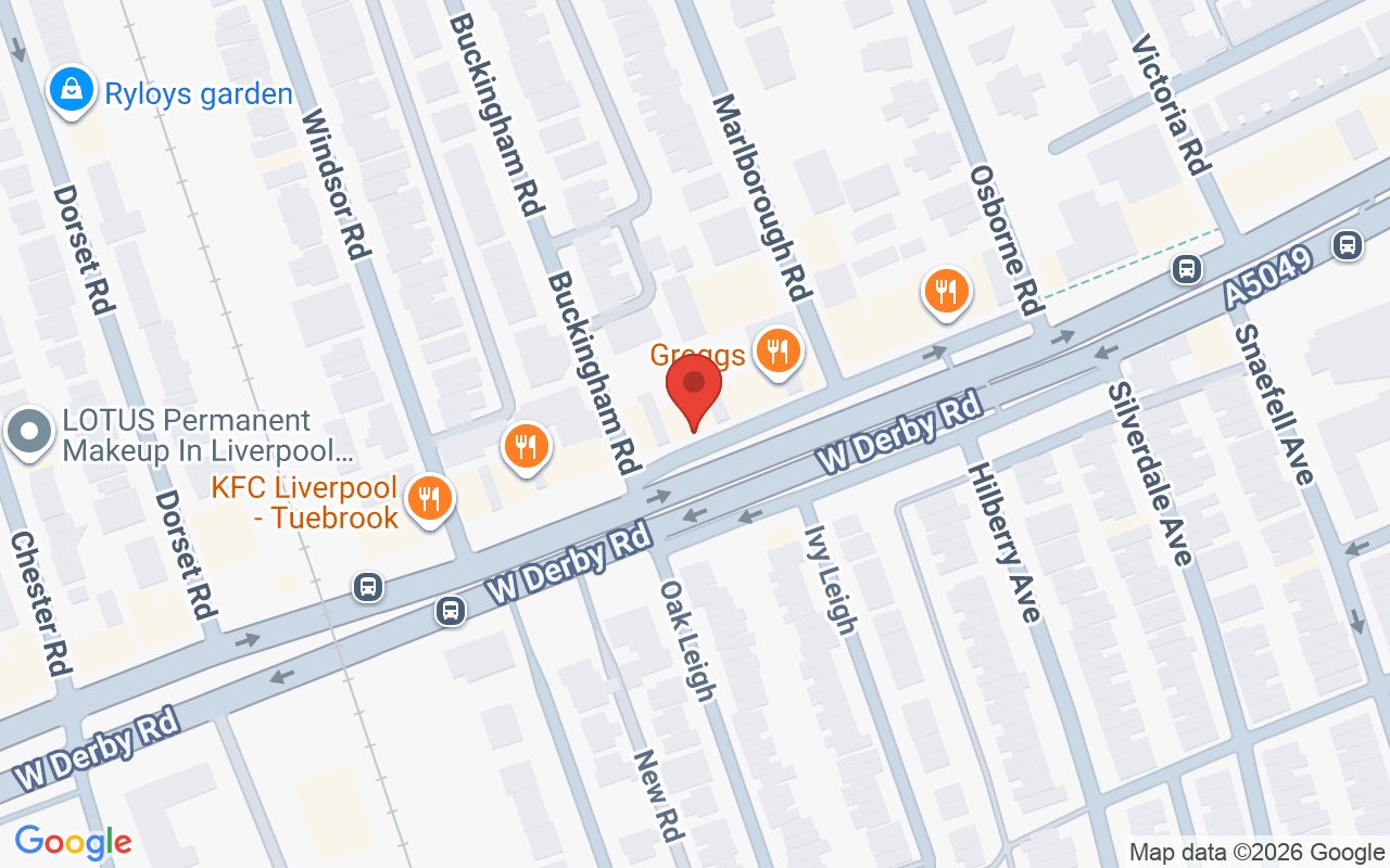 Map showing the location of Voodou, West Derby Road Salon