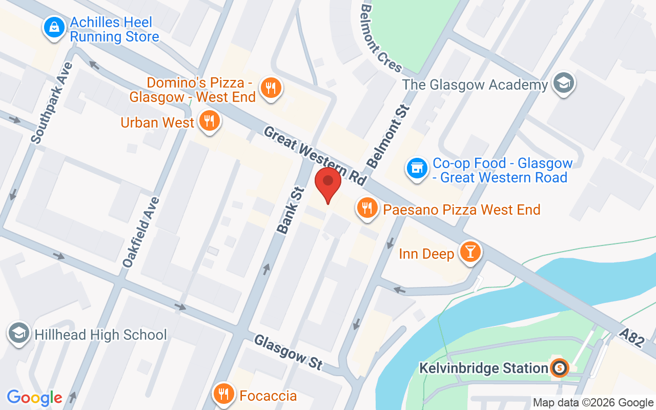 Map showing the location of Westend Hair, Glasgow