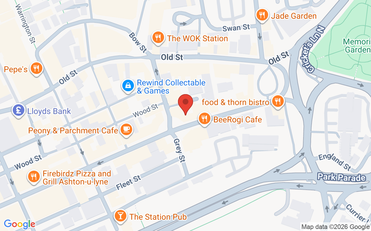 Map showing the location of William Jon Hair and Beauty – Ashton Under Lyne