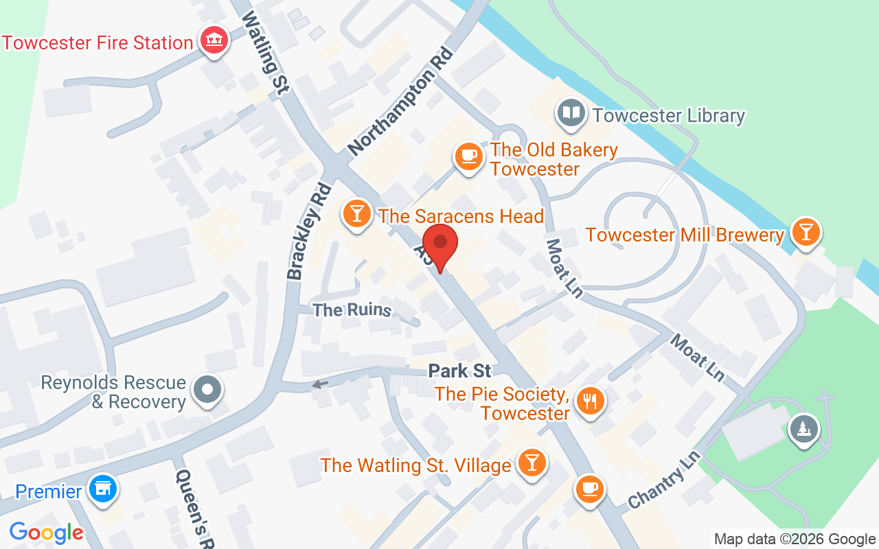 Map showing the location of ZIGZAG, Hair Studios Towcester