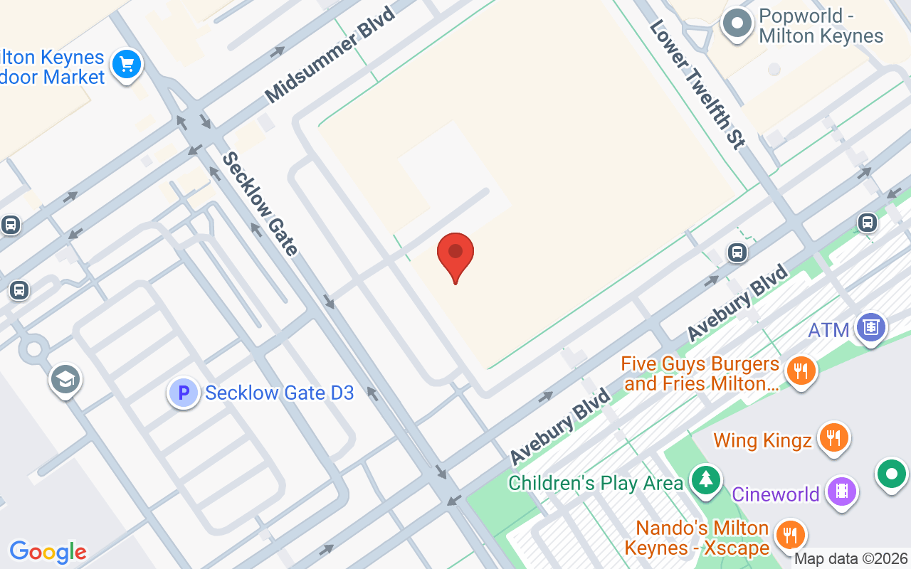 Map showing the location of ZIGZAG, Hair Studios, Centre MK