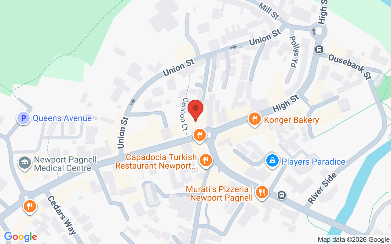 Map showing the location of ZIGZAG, Hair Studios, Newport Pagnell