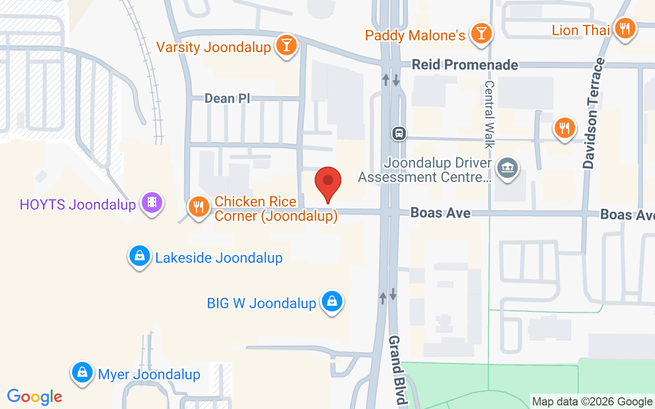 Map showing the location of ZIGZAG, Hair Studios, Joondalup
