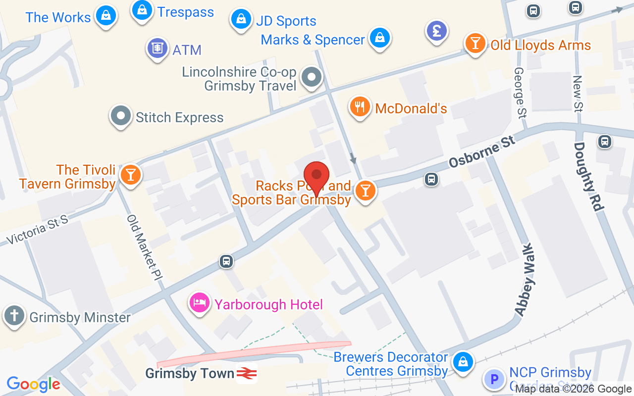 Map showing the location of Zimmini Hair – Grimsby