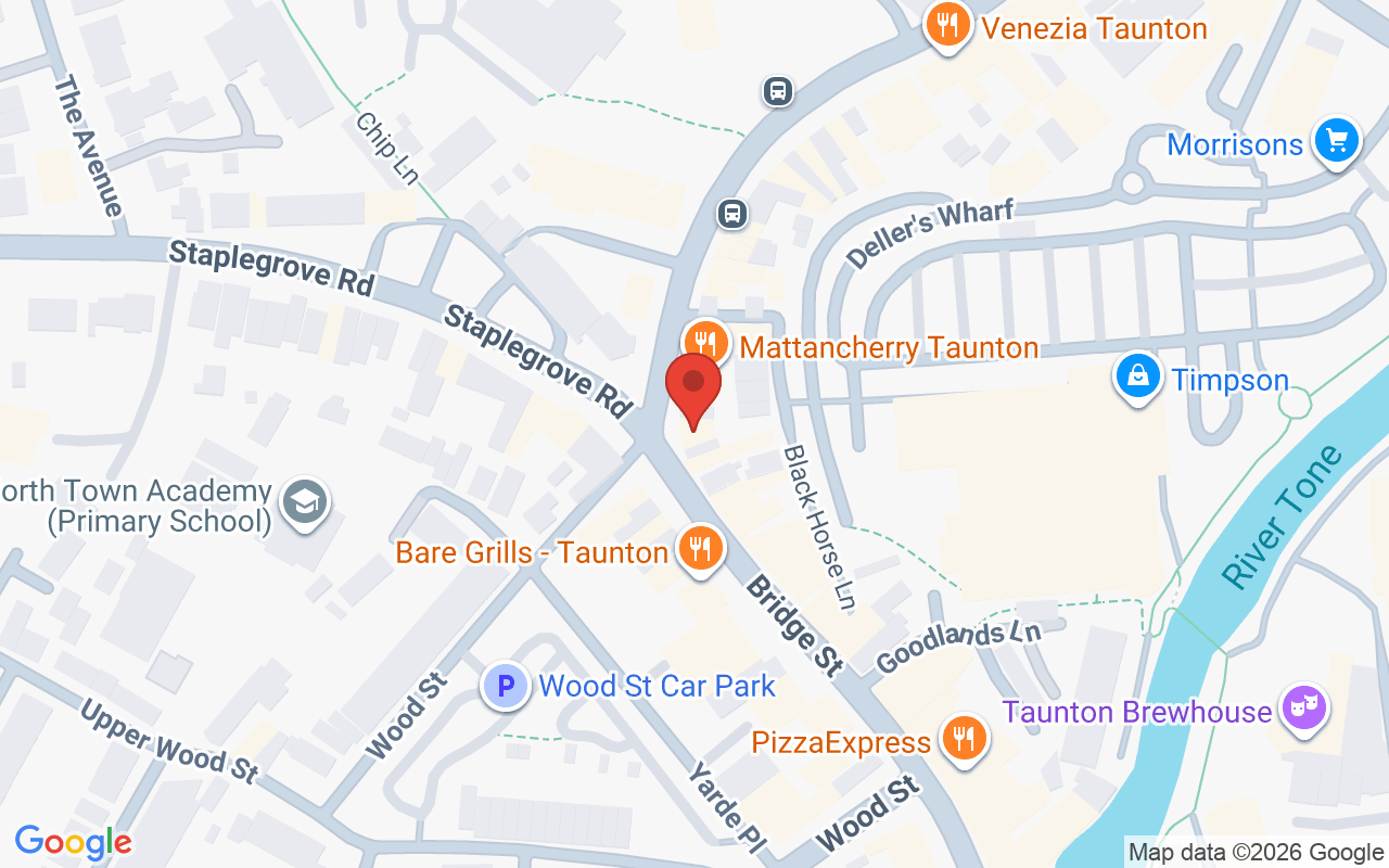 Map showing the location of Sarah Hodge – Bridge Street
