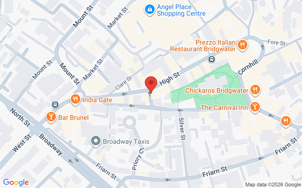 Map showing the location of Sarah Hodge Bridgwater