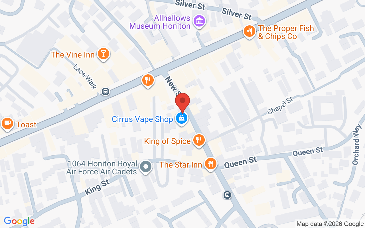 Map showing the location of The Salon New Street Honiton