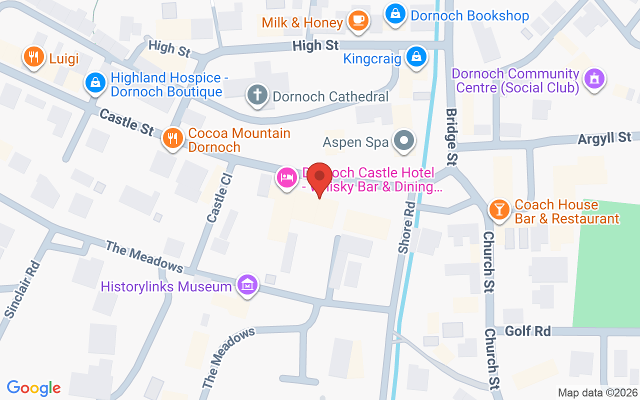 Map showing the location of Aspen Spa Dornoch