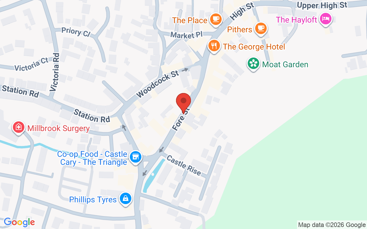 Map showing the location of Castle Cary