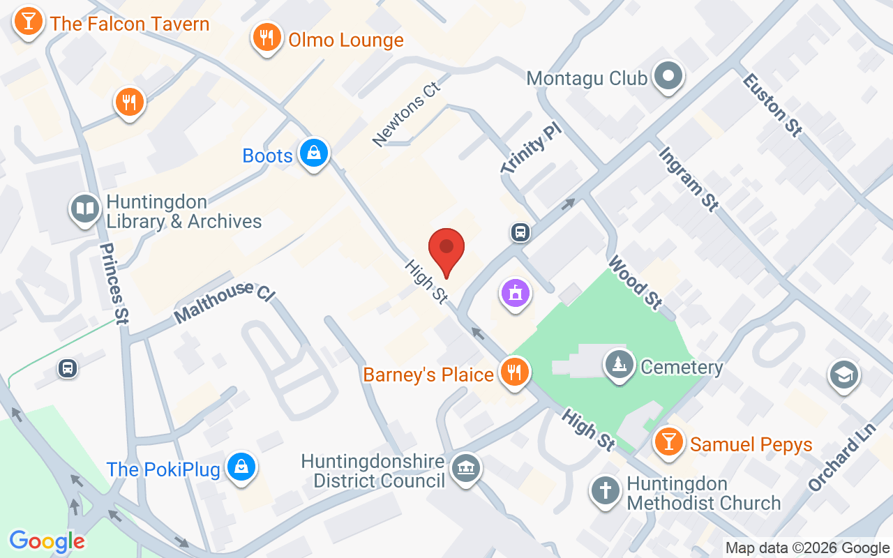 Map showing the location of Citrus Rooms St. Ives