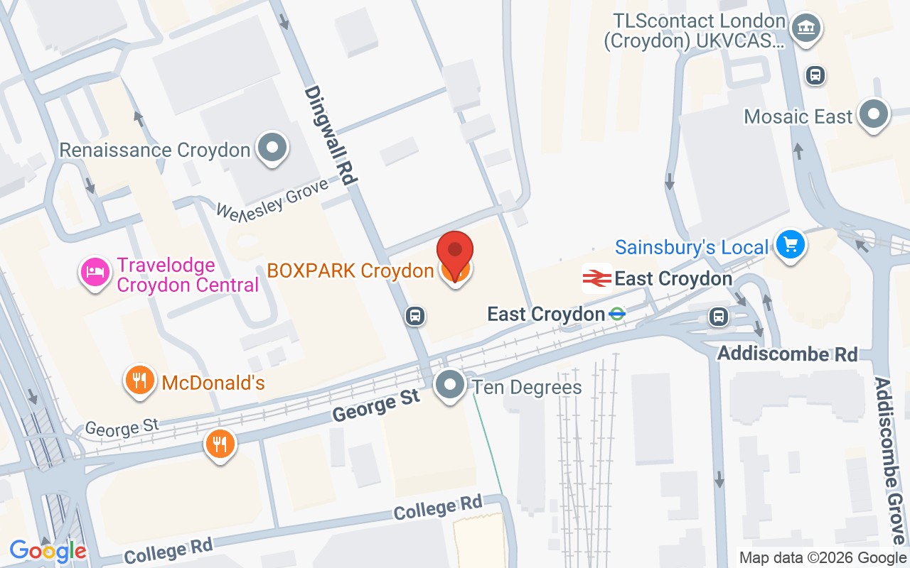 Map showing the location of Croydon